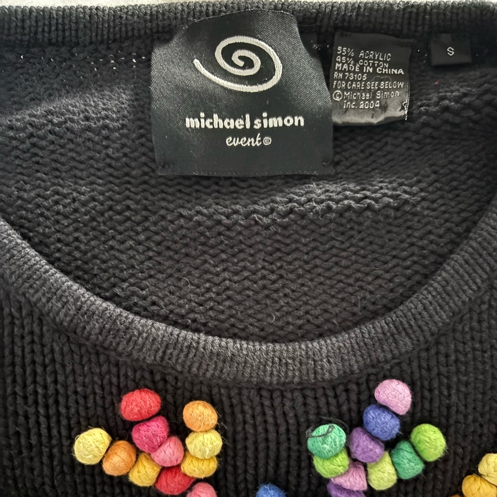 Michael Simon Black Sweater with Multicolor Design - Picture 3 of 5